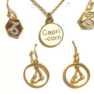 Gold Capricorn Zodiac Jewelry Set